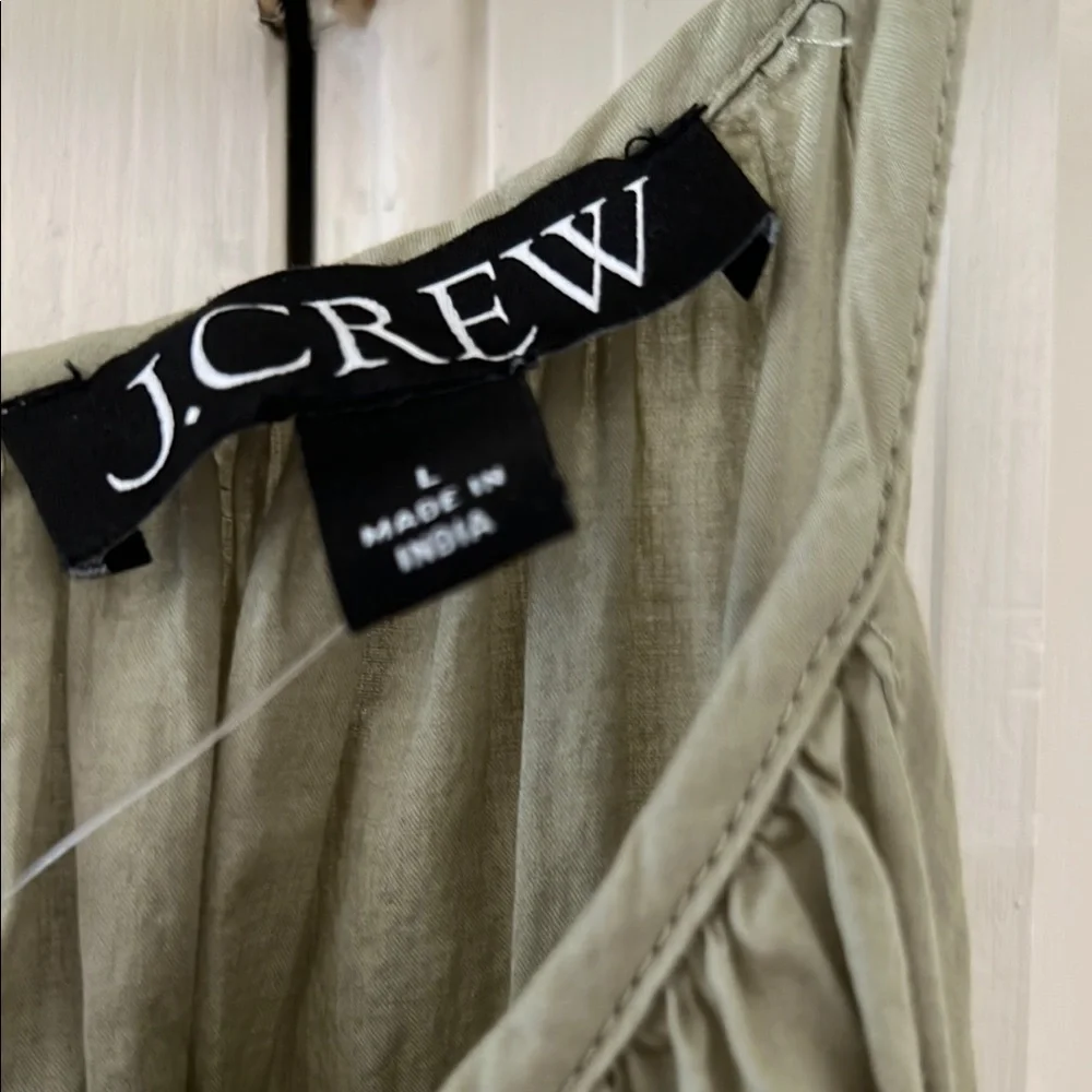 J. Crew Sage Green Tiered Midi Dress